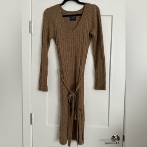 Abercrombie & Fitch Tan Knit Midi Dress